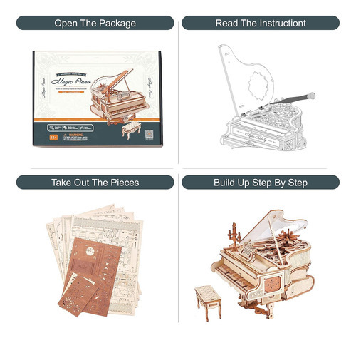 Kits Modelos Piano Mágico Madeira Com Quebra-cabeça - Imagem 5
