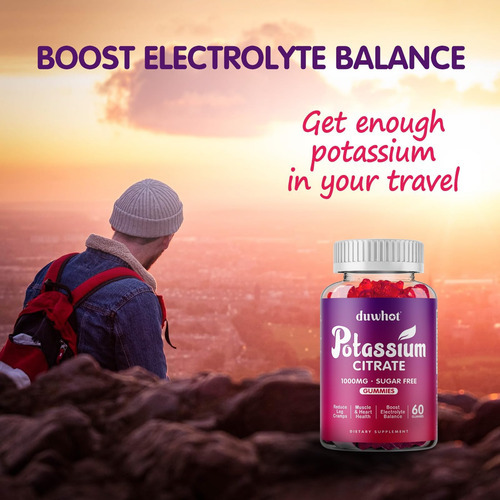 Gomas De Citrato De Potássio Duwhot 1000mg, Suplemento De Po - Imagem 5