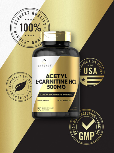 Suplemento Carlyle Acetil L-carnitina Hcl 500 Mg 180 Cápsula - Imagem 6