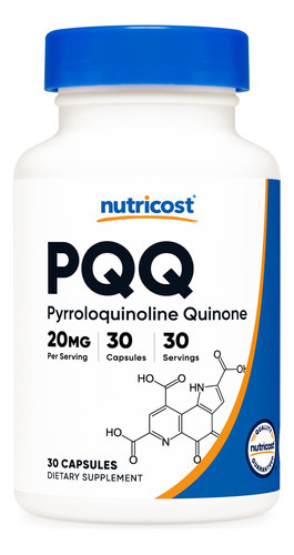 Suplemento Nutricost Pqq (pirroloquinolina Quinona) 20 Mg 30