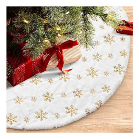 Saia Árvore Natal Frisado Floco Neve 120cm Branco Decoração — foto 3 Saia Árvore Natal Frisado Floco Neve 120cm Branco Decoração — foto 3