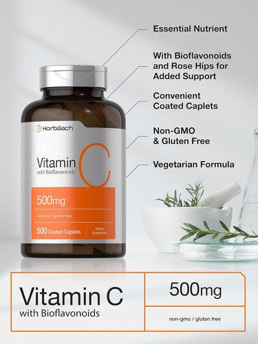 Horbäach Vitamina C 500mg | Com Bioflavonóides | 500 Cápsula - Imagem 3