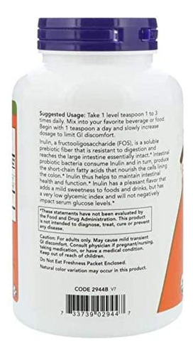 Now Inulin Prebiotic Fos, 8 Onças (pacote Com 2) - Imagem 3