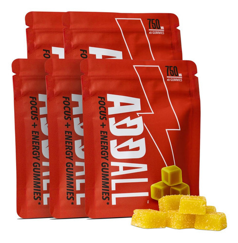 Addall Focus & Energy Gummies Suplemento (5 Pacote) 1 Pílula