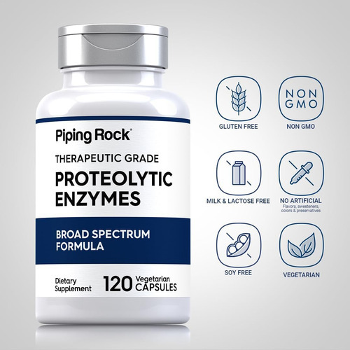 Suplemento De Enzimas Proteolíticas Piping Rock | 120 Cápsul - Imagem 3