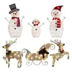 R 6 Peças De Luzes De Jardim De Boneco De Neve De Natal Rena