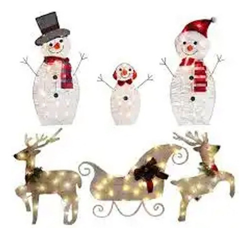 R 6 Peças De Luzes De Jardim De Boneco De Neve De Natal Rena