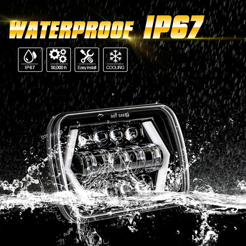 Farol Led 5x7 Troller Rf Wrangler Gmc 3500 Drl - Imagem 6