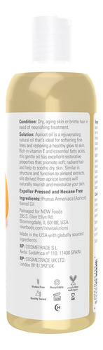 Óleo De Damasco Now Foods 473 Ml Puro Importado - Imagem 2