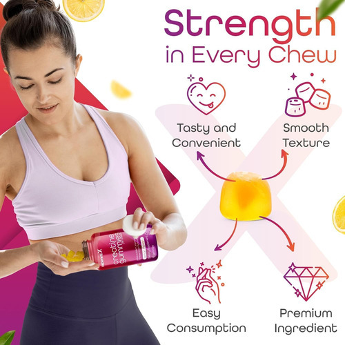 Revive X Glute Gummies, Creatine Gummies 3g, Lemon Drop, 30 - Imagem 4