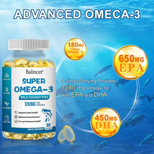 Suplementos De Óleo De Peixe Ômega 3, 1280 Mg De Ácidos Grax - Imagem 4