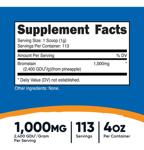 Bromelaína Em Pó Nutricost 120 Ml Glúten Vegetariano Não Tra - Imagem 3