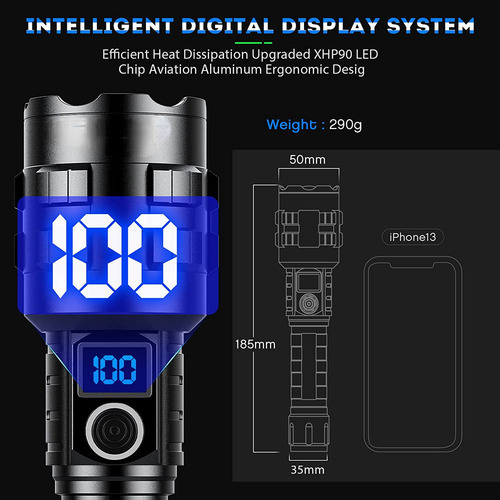 Lanterna Portátil Poderosa Led Recarregável 100000 Lúmens - Imagem 7