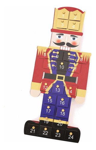 Calendário Do Advento Decoração Natal Quebra-nozes Madeira - Imagem 4
