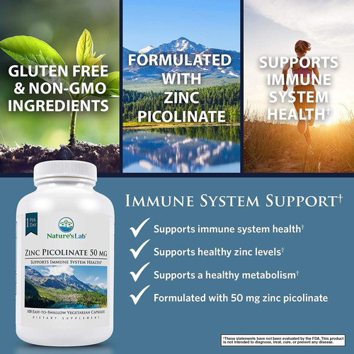 Natures Lab Picolinato De Zinco 50mg - Suplemento De Zinco - Imagem 3