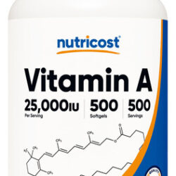 Suplemento De Vitamina A Nutricost 25000 Ui 500 Cápsulas Gel