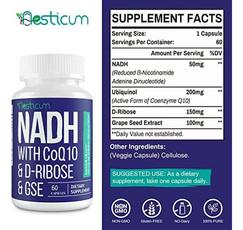 Aesticum Nadh 50mg + Coqmg + D-ribose 150mg Supplement, Boos - Imagem 2