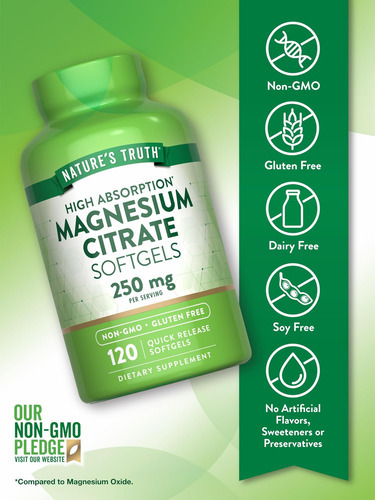 Natures Magnésio Citrato Softgels | 250mg | 120 Contagem | A - Imagem 3