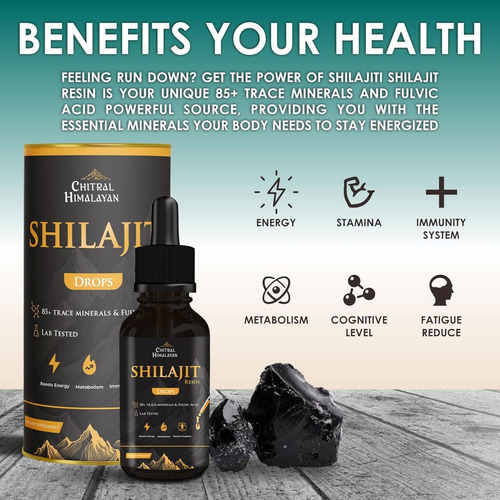 Suplemento Líquido Puro De Shilajit Do Himalaia De 60 Ml, Go - Imagem 3