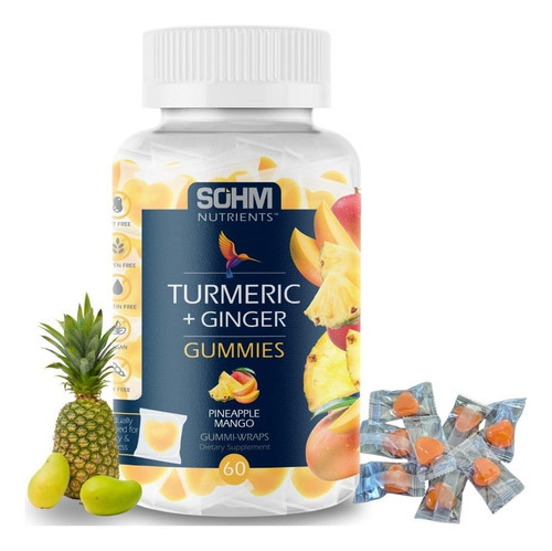 Sohm Açafrão Gummies Com Gengibre, 60 Ajuda Individualmente