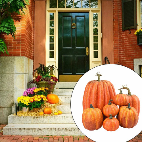 7pcs Abóboras Artificiais Simulação Falsa Abóbora Halloween - Imagem 2