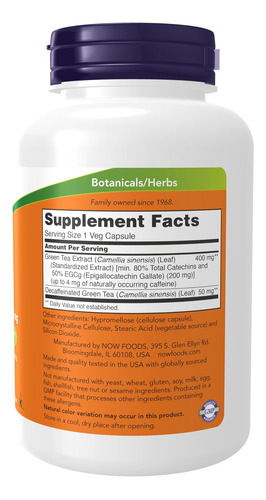 Now Foods Supplements, Extrato De Chá Verde Egcg, Dietético, - Imagem 2