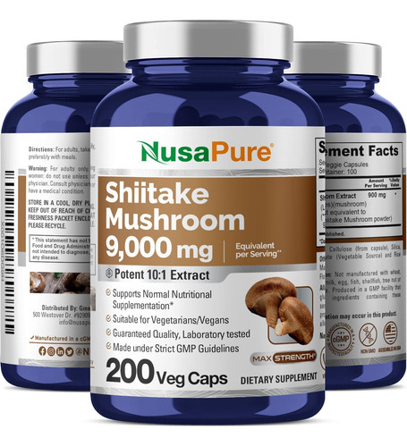Extrato De Cogumelo Shiitake Nusapure 9000 Mg 200 Cápsulas V - Imagem 6