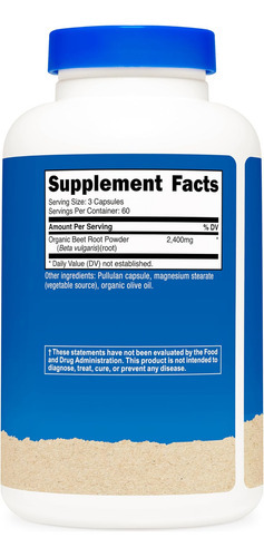 Raiz De Beterraba Nutricost 2400mg, 180 Cápsulas - Certifica - Imagem 5
