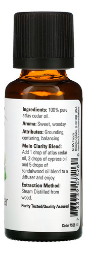 Óleo De Cedro Atlas Now Foods 30ml Puro Importado 5un - Imagem 4