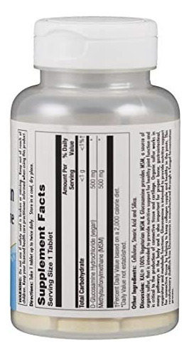 Kal 100% Vegetariano Msm E Comprimido De Glucosamina, 500 M - Imagem 2