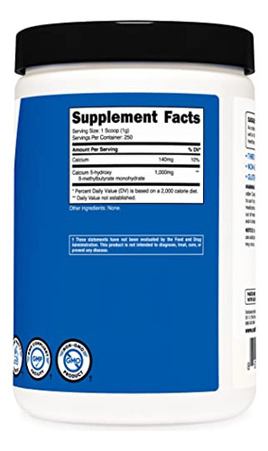 Suplemento Nutricost Hmb Powder 250g Sem Glúten E Sem Ogm - Imagem 4