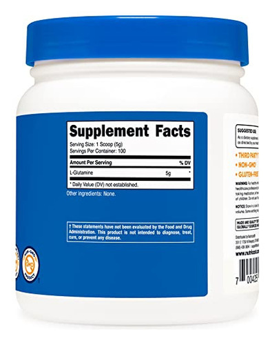 Suplemento Nutricost L-glutamina Em Pó 500g Sem Sabor - Imagem 4