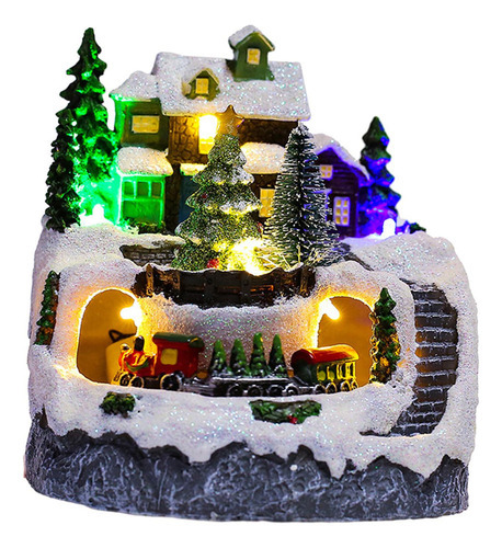 Natal Aldeia Casa Neve Árvore Cena Caixa De Música - Imagem 4