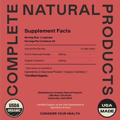 Suplemento De Produtos Naturais Completos D-manose E Cranber - Imagem 2
