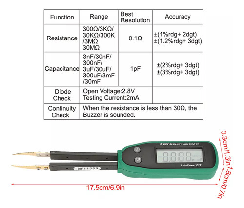 Testador De Capacitância Digital Inteligente Mastech Ms8910 - Imagem 10
