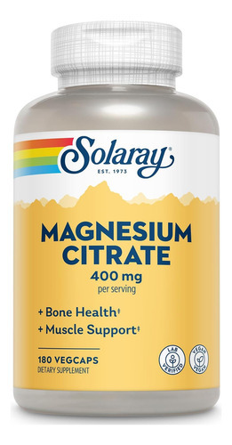 Suplemento Solaray Citrato De Magnésio, 400mg, Vegano, 18...