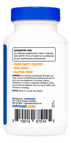 Suplemento Nutricost 5-htp 200mg 120 Cápsulas Vegetarianas - Imagem 4
