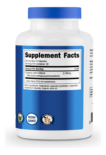 Suplemento Nutricost Lion's Mane Mushroom 1650 Mg 90 Cápsula - Imagem 5