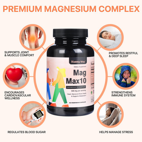 Suplemento Complexo De Magnésio Magmax10 500 Mg, 10 Formas D - Imagem 3