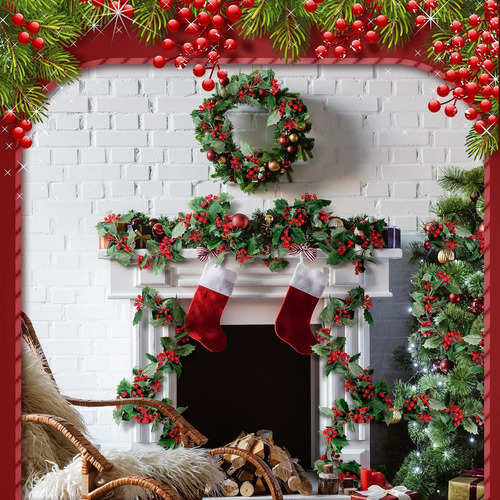 Decoração De Natal De Vime Artificial Berry De 12 Pés - Imagem 3