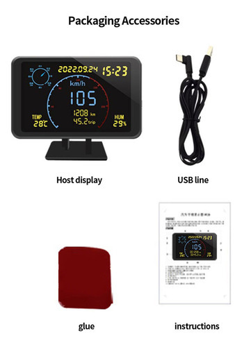 Head Up Display Gps Digital Hud Alarm Velocímetro De Veículo - Imagem 6