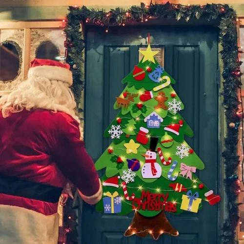 Decoração De Parede De Árvore De Natal De Feltro Diy Com Luz - Imagem 7