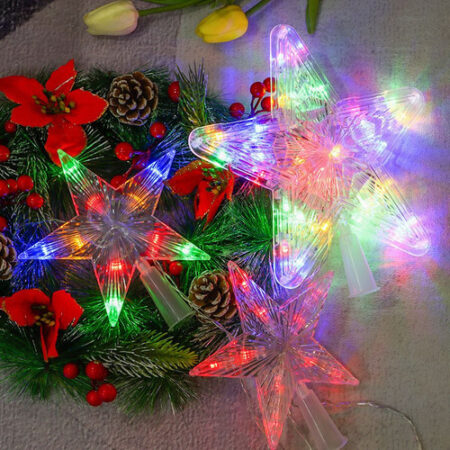 Enfeites De Topo De Árvore De Natal Lâmpada De Estrela De Ci - Imagem 6
