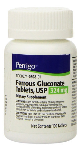 Suplemento: Paddock Laboratories: Gluconato Ferroso 324 Mg 1
