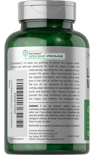 Extrato De Cogumelo Juba De Leão Horbäach | 4200mg | 120 Cáp - Imagem 3