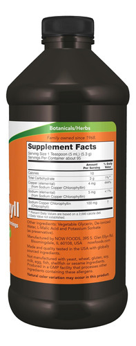 Now Foods Supplements, Clorofila Líquida Sem Sabor, 100 Mg P - Imagem 3