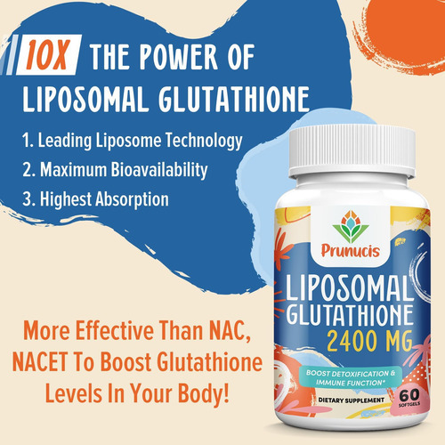 2400mg Glutationa Lipossomal, L-glutationa Reduzida, Supleme - Imagem 4