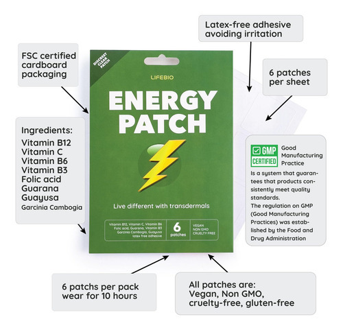 Lifebio Energy Patch: Mistura Natural De B12, C, B6, B3, Áci - Imagem 6