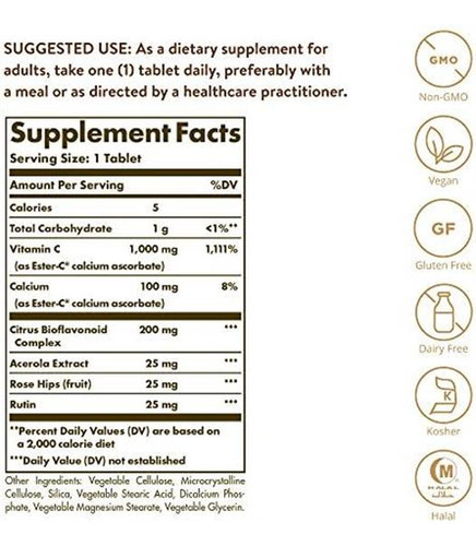 Vitamina C Solgar Ester-c 1000mg 90 Comprimidos - Imagem 2