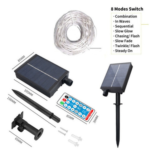 20m 8 Padrão Solar Light Leather Cord Decoração De Natal - Imagem 6